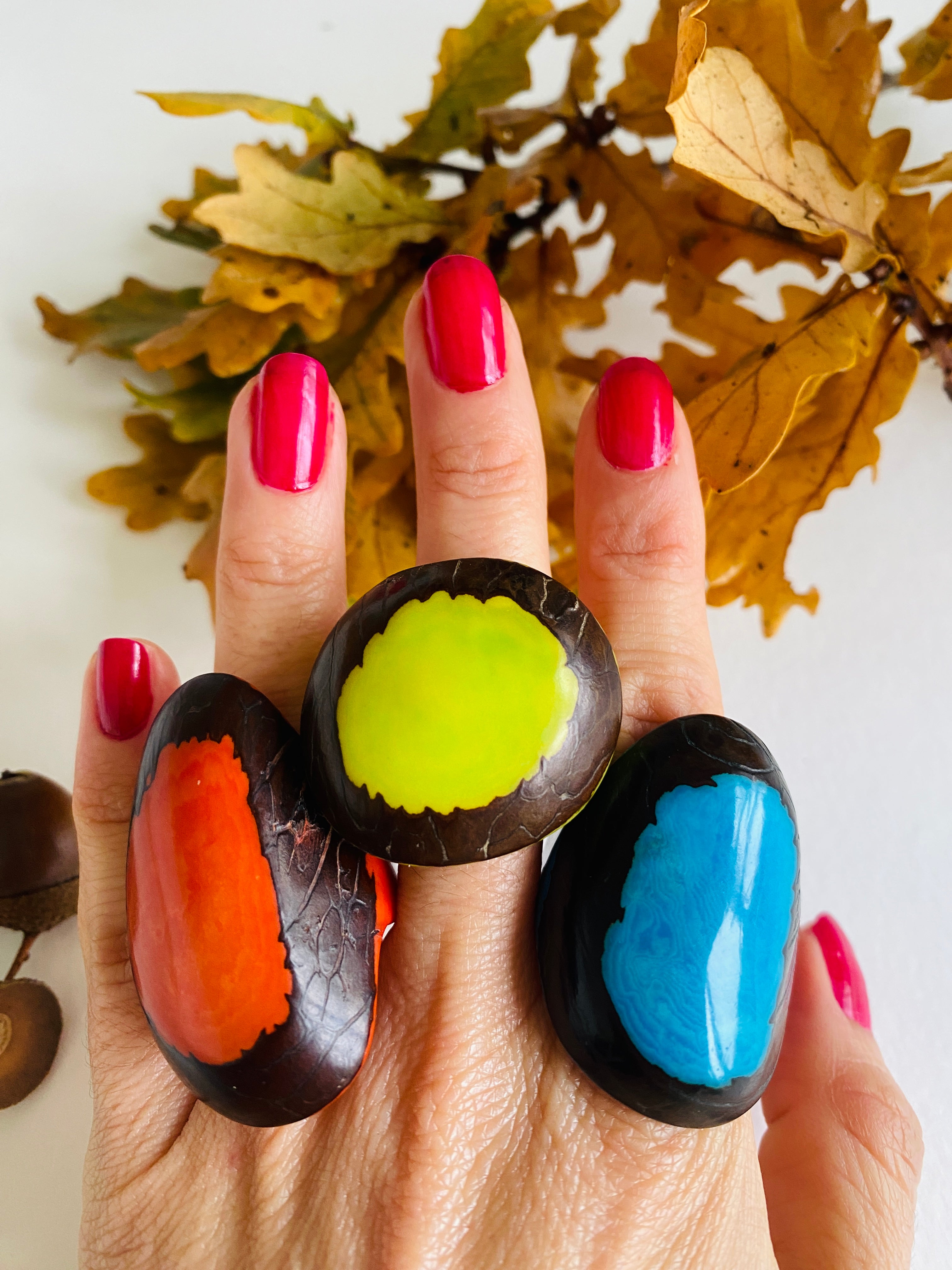 Orange Tagua Seed Ring